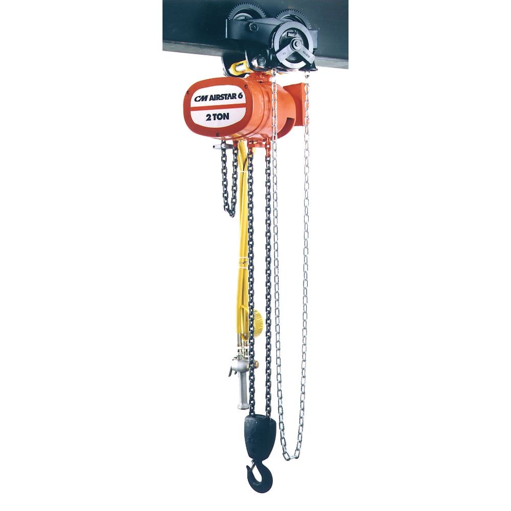 CM Airstar 6 Air Chain Hoist, 2 Ton, 10' Lift, 6 FPM Max, Hook