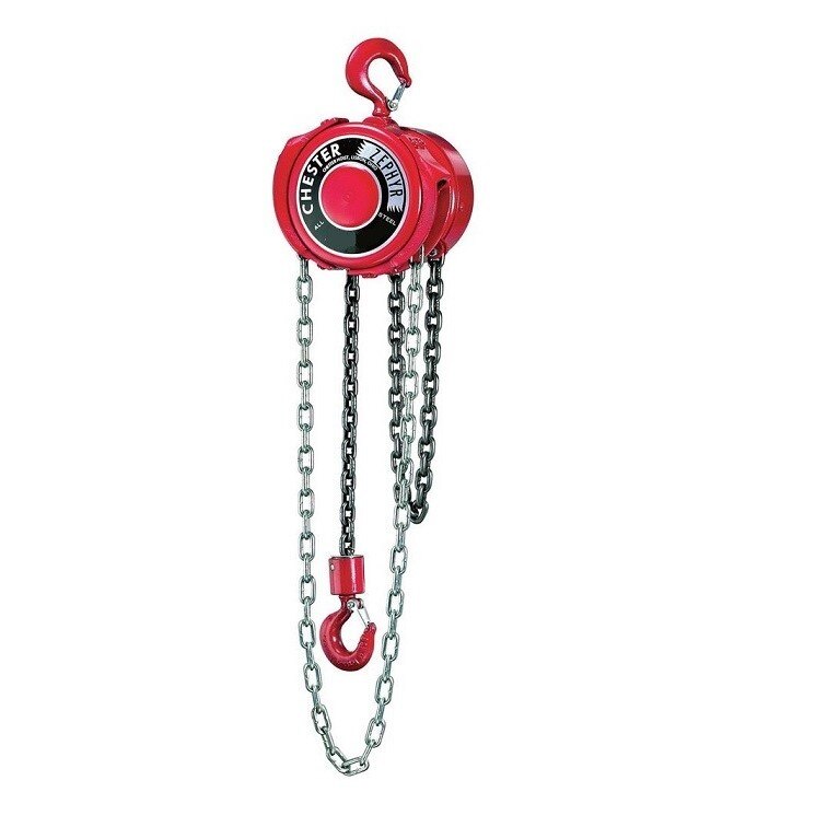 Chester 1300150 Zephyr Hook Suspended Hand Chain Hoist, 11/2T, 8