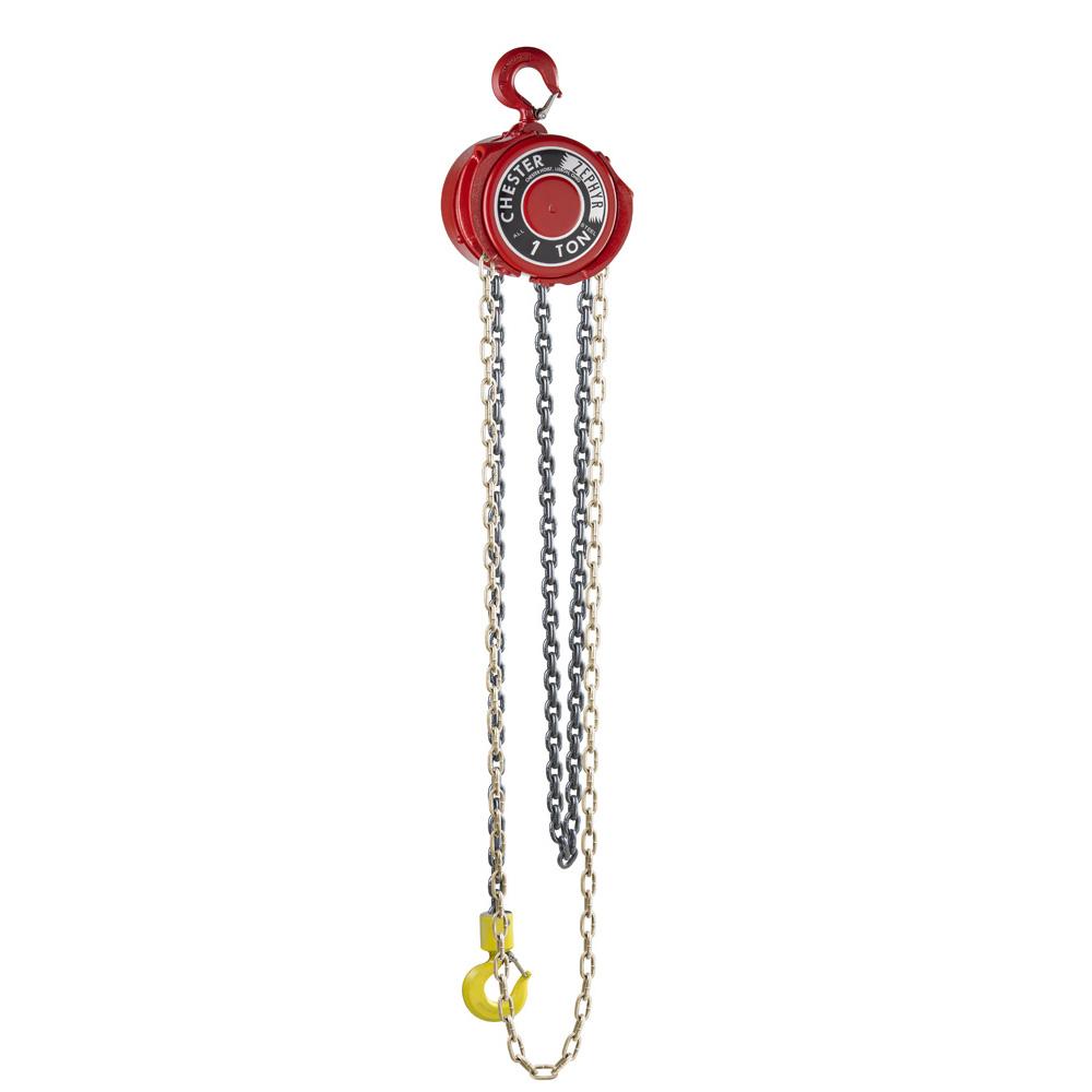 Chester 1300100 Zephyr Hook Suspended Hand Chain Hoist, 1T, 8' Lift