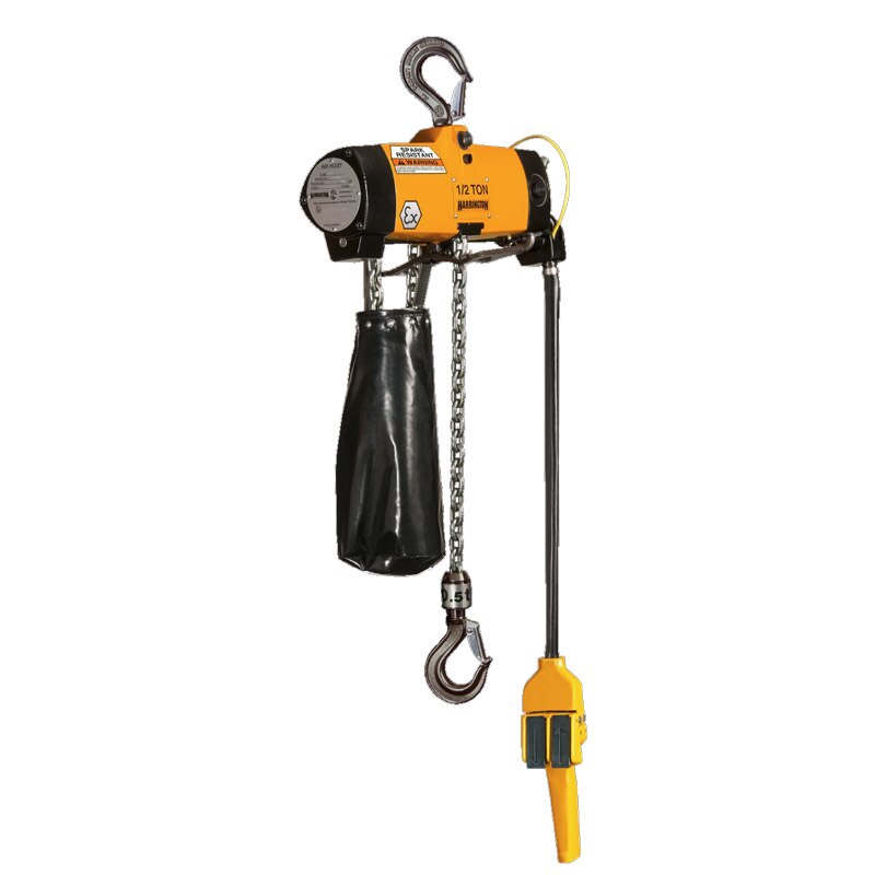 Harrington AS005C Spark Resistant Air Chain Hoist, 1000 lb capacity
