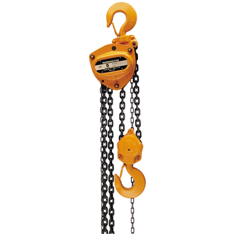 Harrington CB050 Manual Chain Hoist, 8 ft lift, 5 ton capacity