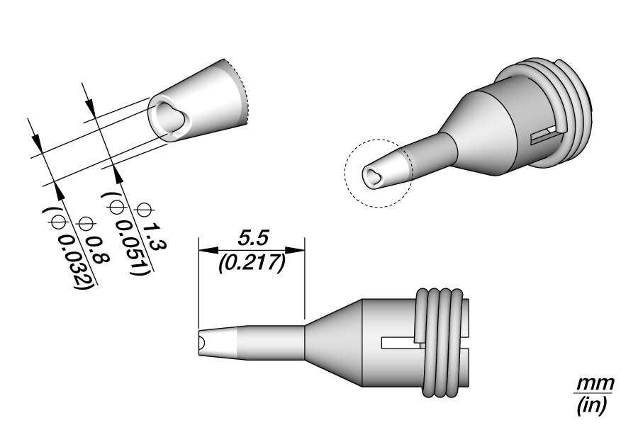 JBC C360012 Microdesoldering Tip Ø0.8 Pad Flexible Assembly Systems