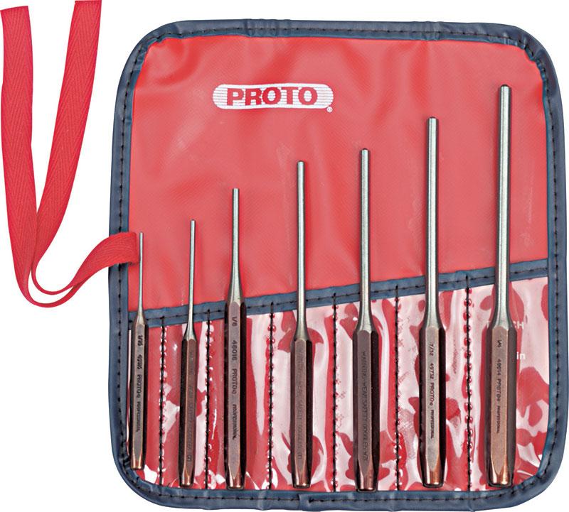 Stanley Proto J49007 7 Piece Roll Pin Punch Set Flexible Industrial