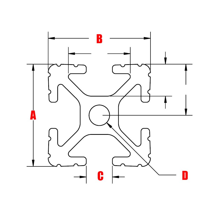 TSLOTS 650170 1'' X 1'' Black Grooved TSlotted Aluminum Flexible