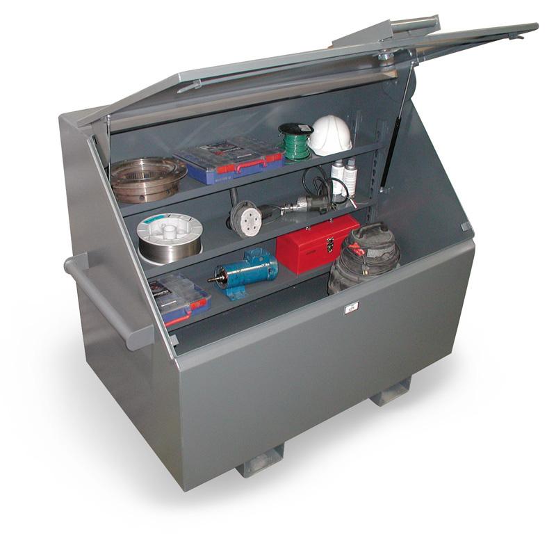 3 shelf Jobsite Box with liftup lid, 2400 lb capacity, 60 x 36 x 48 in