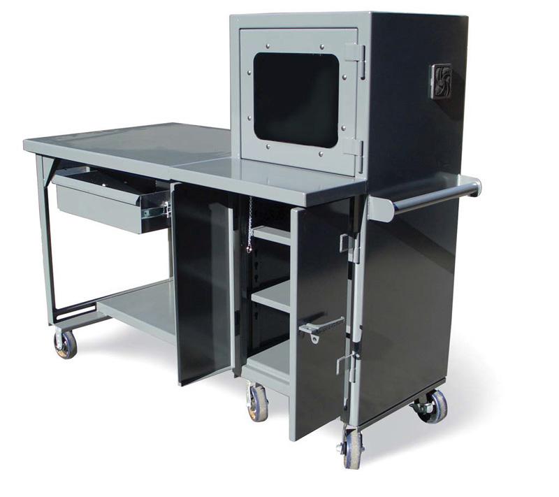 2 shelf Mobile Computer Desk with welded shelf 400 lb capacity, 70 x 36